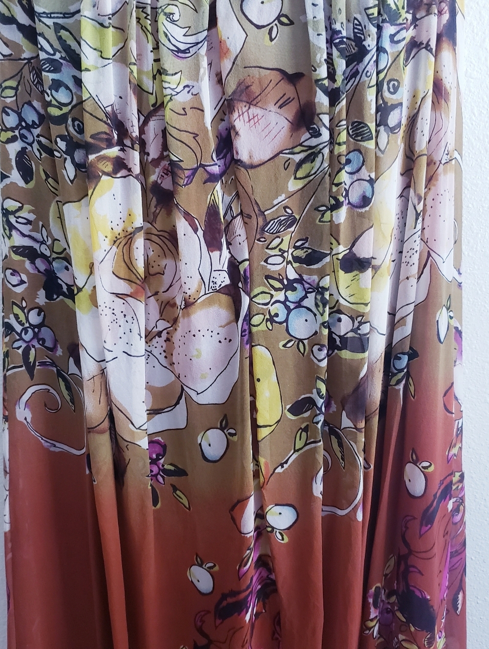 Adrianna Papell Floral Lined Vintage Halter Silk Ombre Midi Dress - Picture 5 of 11